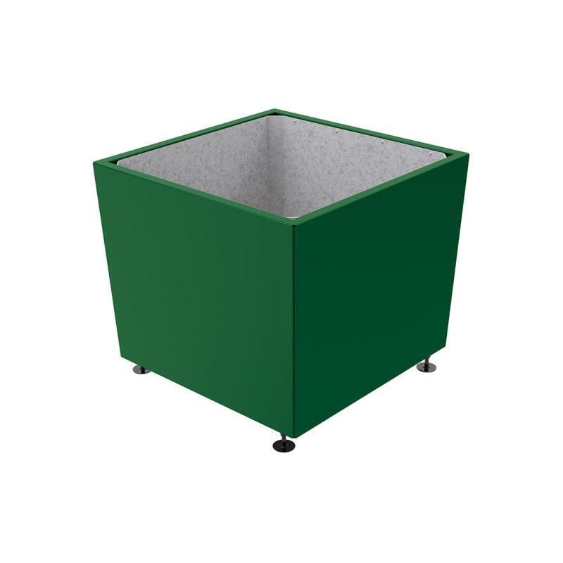 Pflanzkübel, 2 mm Stahlblech fvz, innen Blech feuerverzinkt mit Verladungsgriffen, verstellbare Füße, 760 x 785 x 785 mm (HxBxT), enzianblau