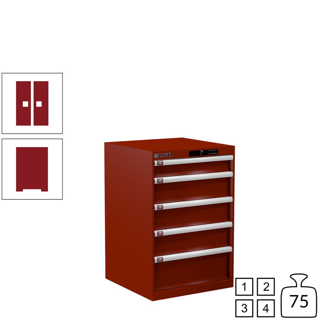 Lista Schubladenschrank - 14.256.010 - 850x564x572 mm (HxBxT) - 5 Schubladen - 75 kg - Key Lock - lichtblau (RAL 5012)