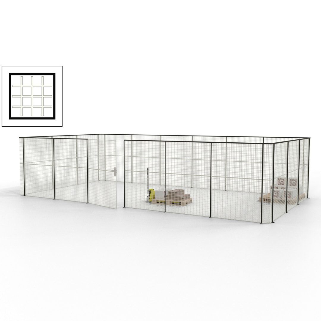 Maschinen Schutzgitter - Hallentrennwand - Sicherheitszaun - Tür - 27 m - 2.200 x 9.400 x 4.900 mm (HxBxT) - enzianblau