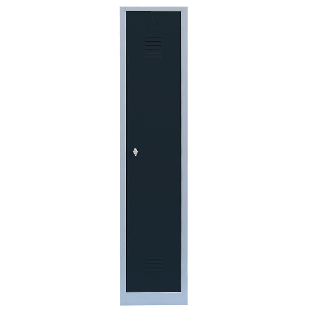 Garderobenschrank, Garderobenspind, 1 Abteil, 1.800 x 415 x 500 mm (HxBxT), Stahl, Korpusfarbe: lichtgrau, Frontfarbe: anthrazitgrau