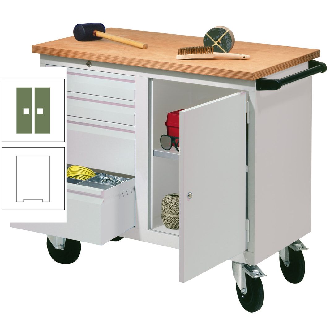 Mobile Werkbank - Werkstattwagen - 915 x 1.090 x 600 mm - 4 Schubladen und Schrankfach - anthrazitgrau