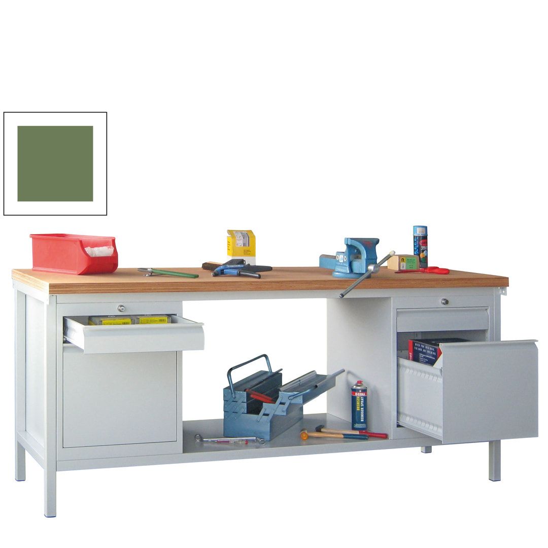Werkbank mit Schubladenblöcken - 900 x 2.000 x 700 (HxBxT) - anthrazitgrau