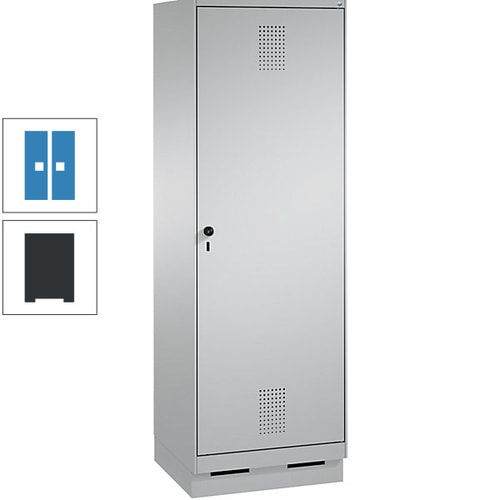 Doppel-Spind, Garderobenschrank, 1 Tür für 2 Abteile a 300 mm, Korpus anthrazitgrau, Türen anthrazitgrau, 1.800 x 600 x 500 mm (HxBxT)