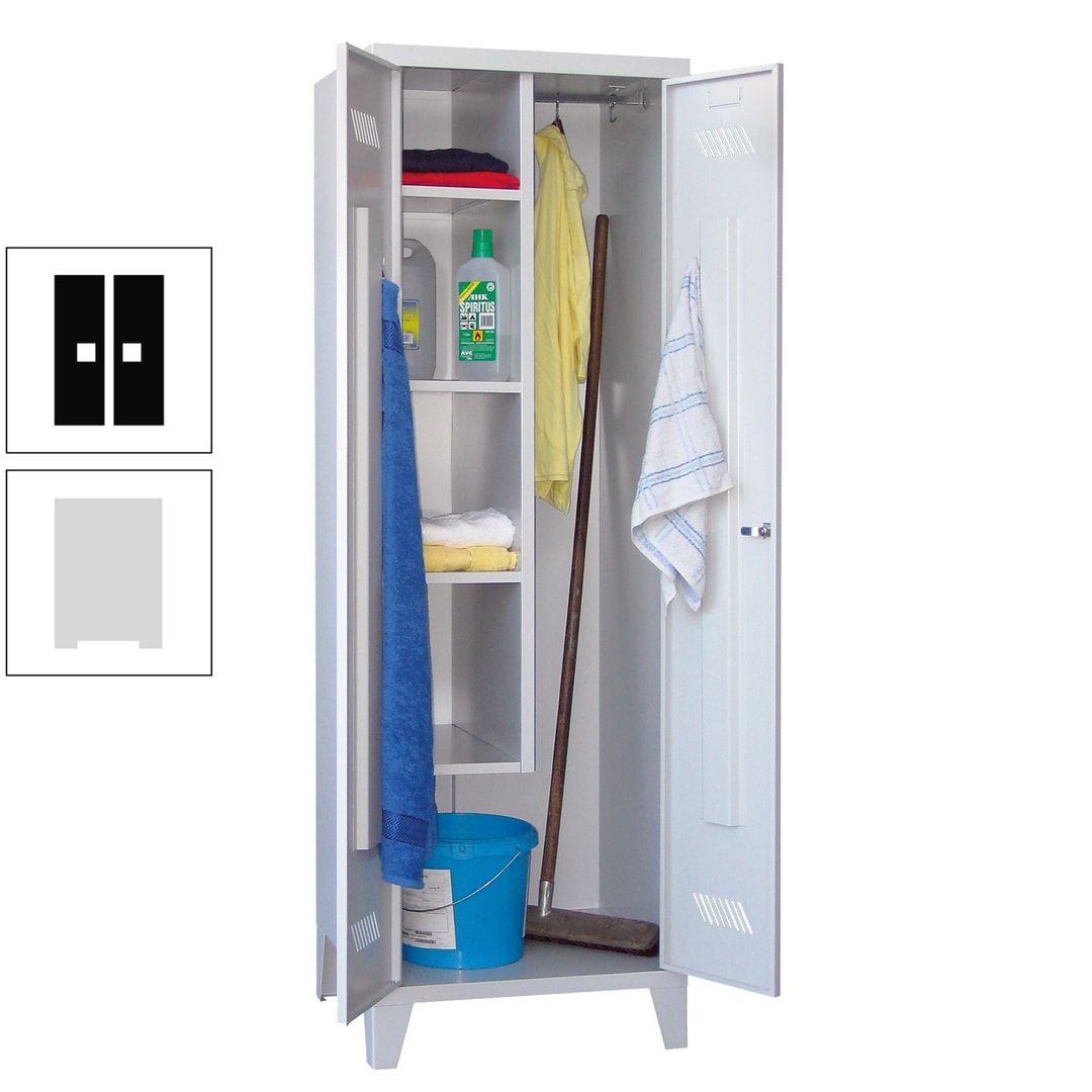Putzschrank mit Füßen - 1 Abteil mit Trennwand - 1.850x600x500 mm (HxBxT) - Drehriegel - anthrazitgrau