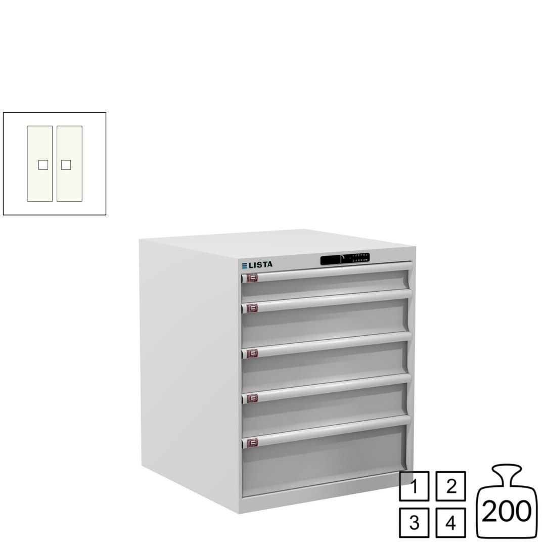 Lista Schubladenschrank - 14.410.010 - 850x717x725 mm (HxBxT) - 5 Schubladen - 75 kg - Key Lock - lichtblau (RAL 5012)