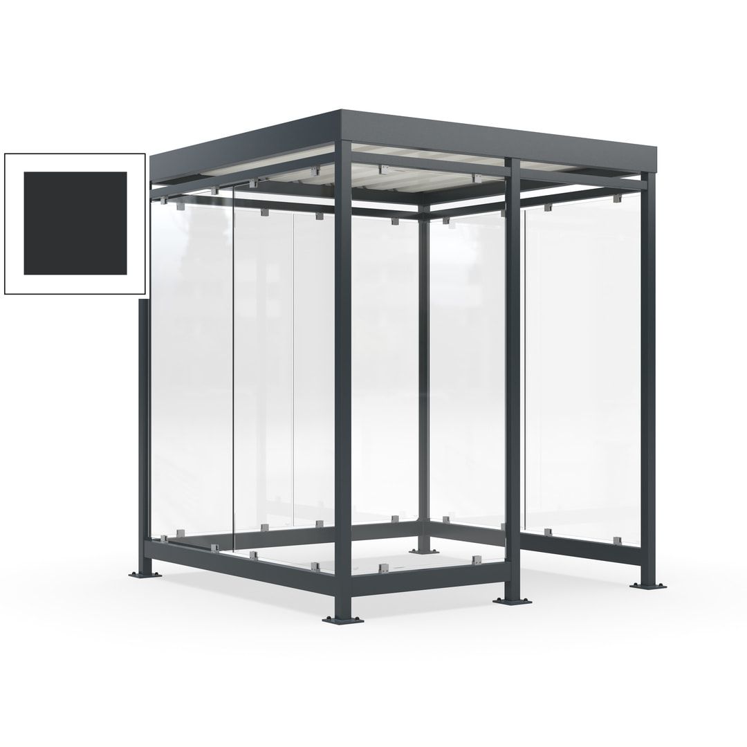 Raucherunterstand, Bushaltestelle, 7 Wände, 6-7 Personen, 2.510 x 2.165 x 2.165 mm (HxBxT), Farbe Achatgrau