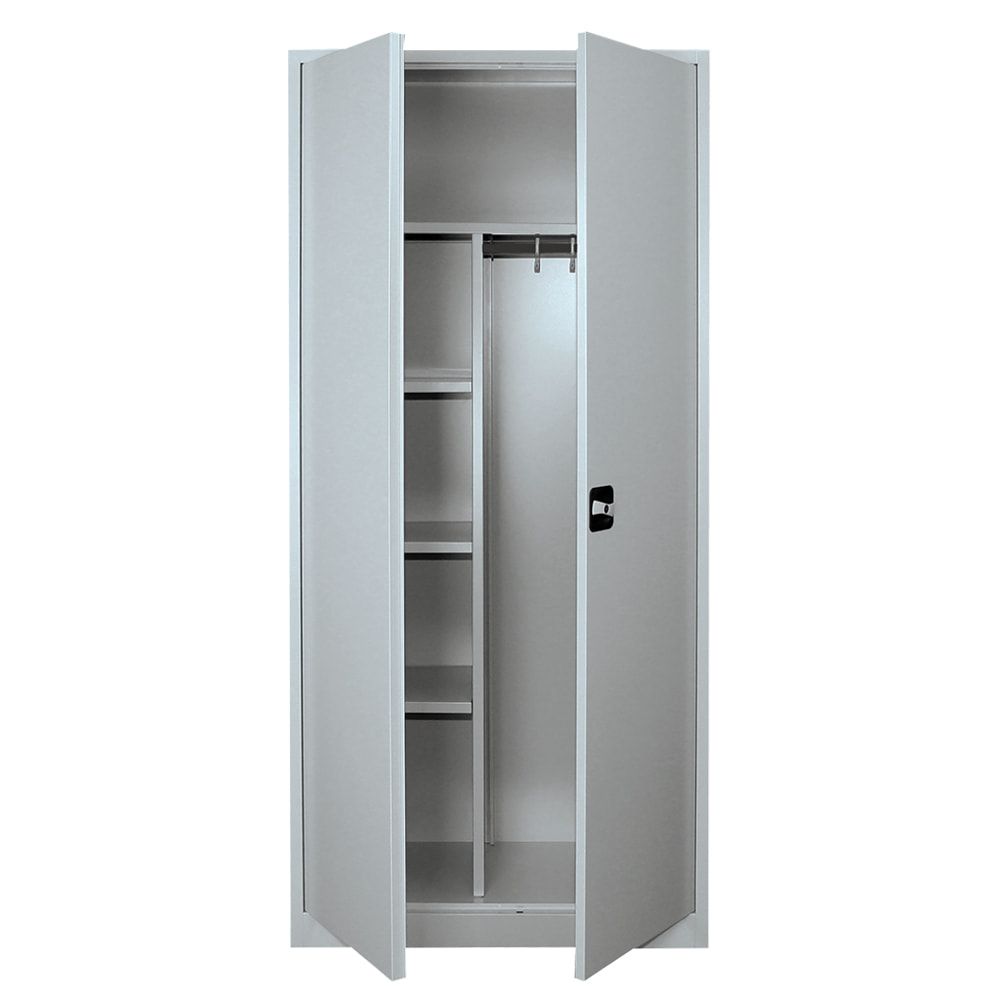 Mehrzweckschrank, Stahlschrank, 2 Abteile, 5 Fächer, 1.800 x 800 x 383 mm (HxBxT), Kleiderstange, Stahl, Korpus: lichtgrau, Front: anthrazitgrau