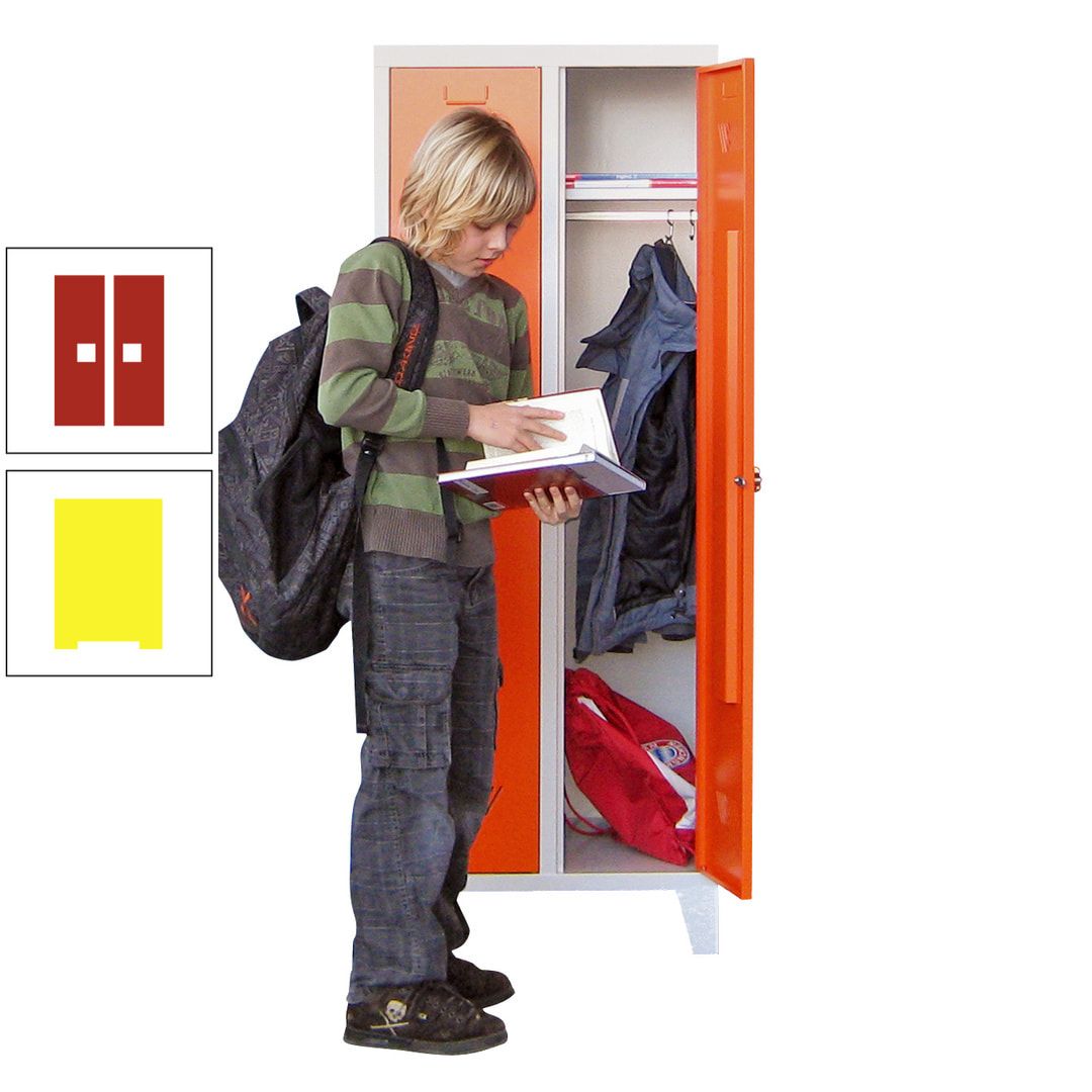 Spindschrank f. Schulen - mit Füßen - Höhe 1.600 mm - 3 Abteile a 300 mm - Drehriegel - anthrazitgrau