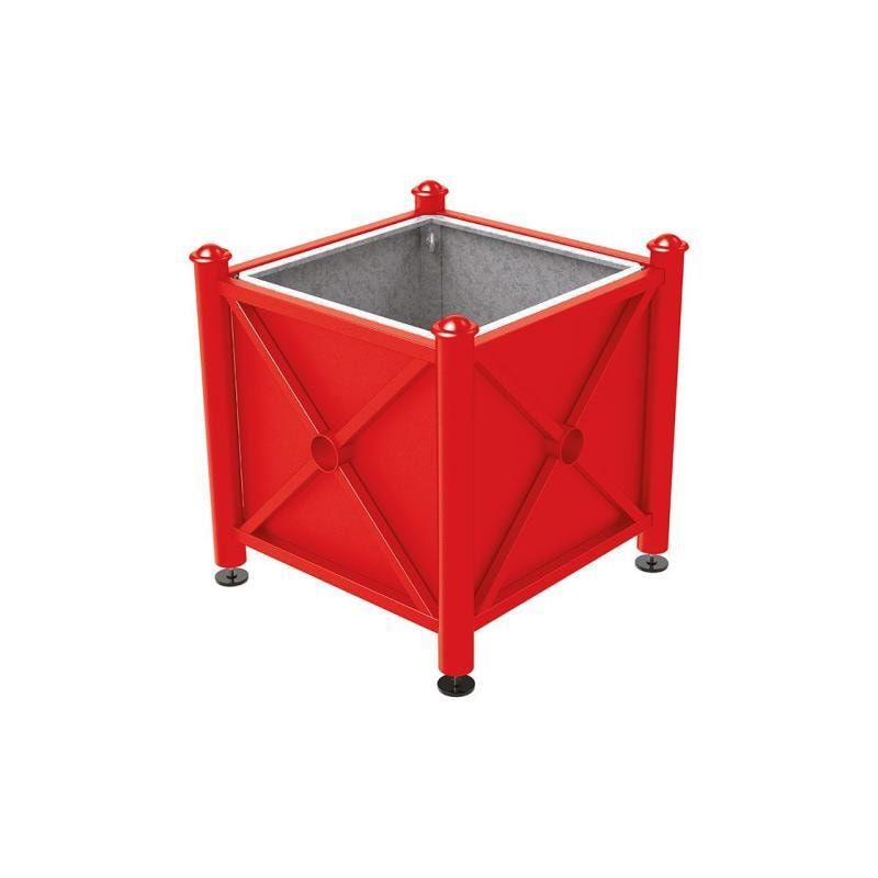 Pflanzbehälter, Stahlblech feuerverzinkt, verstellbare Füße, Innenfach feuerverzinkt, Kopf Agora, 750 x 800 x 800 mm (HxBxT), enzianblau