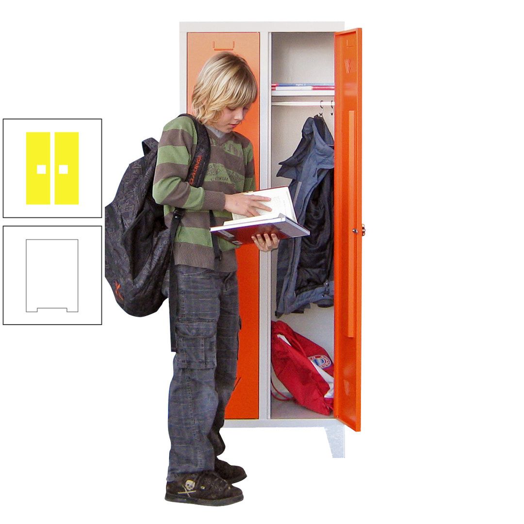 Spindschrank f. Schulen - mit Füßen - Höhe 1.600 mm - 3 Abteile a 300 mm - Drehriegel - anthrazitgrau
