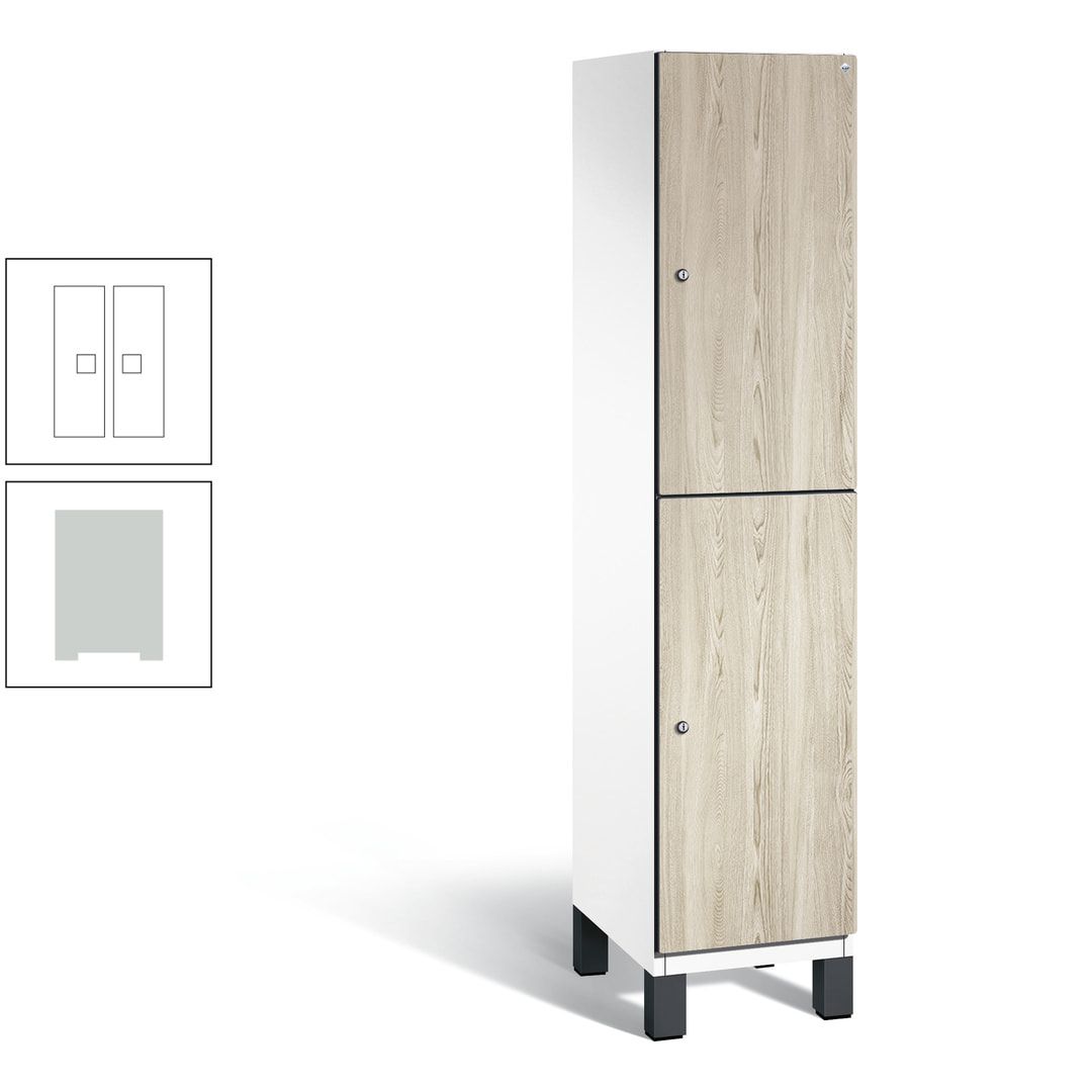 Fächerschrank, Garderobenschrank, mit Füßen, 1 Abteile, 1.980 x 400 x 525 mm (HxBxT), Korpus anthrazitgrau, Tür Donau-Ahorn