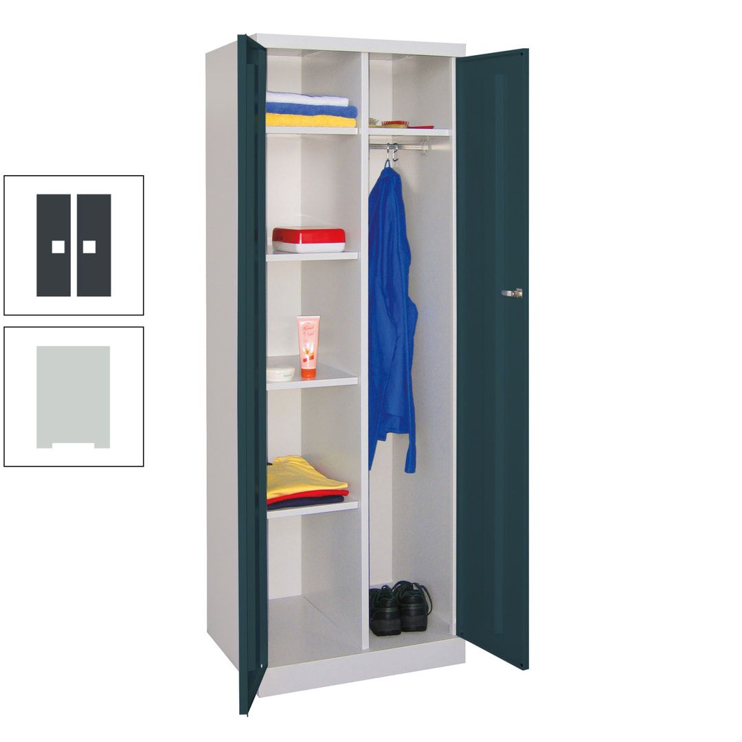 Kleiderschrank mit Sockel - Spind - 1 Abteil mit Trennwand - 1.800x600x500 mm (HxBxT) - Zylinderschloss - anthrazitgrau