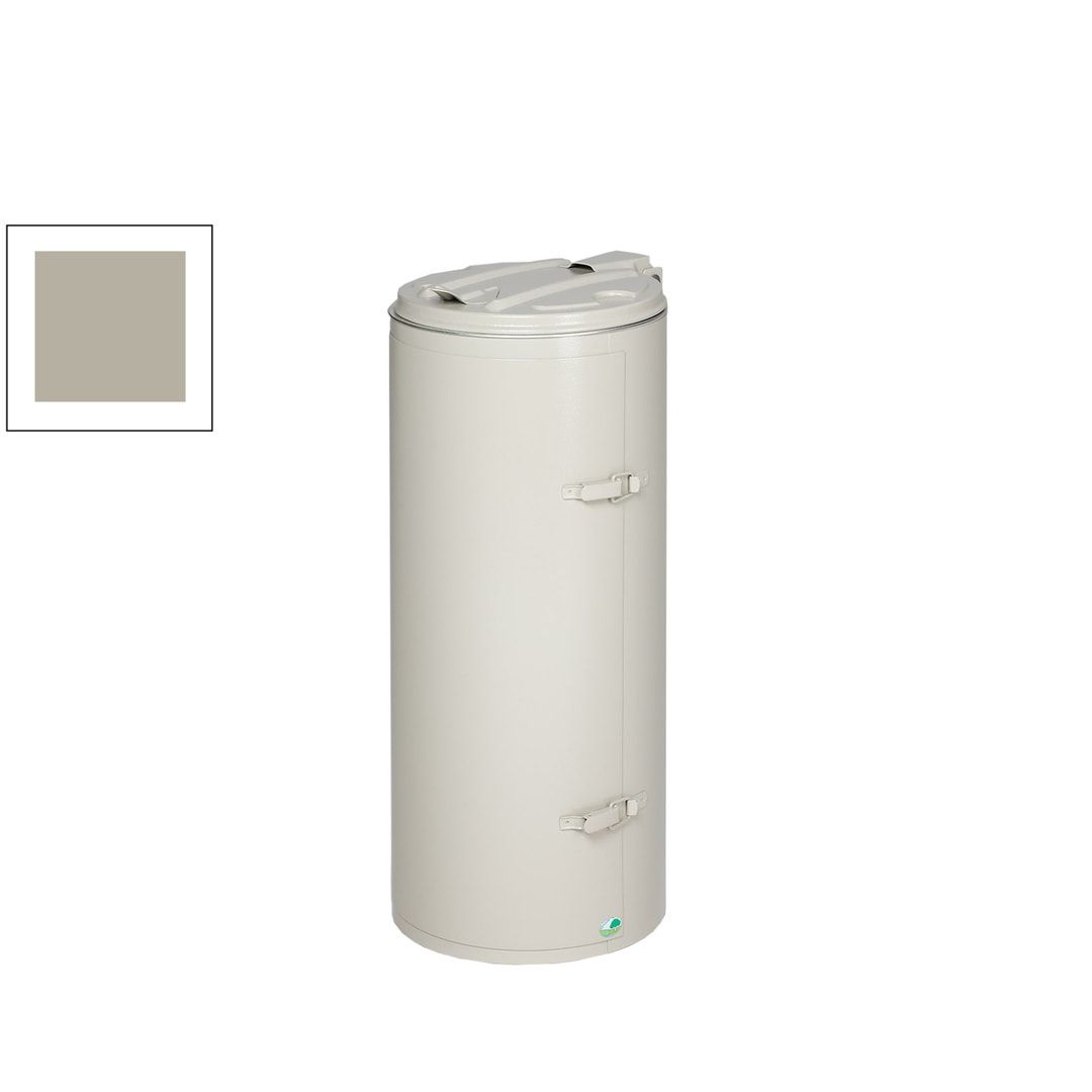 Abfallbehälter mit Flügeltür - Volumen 120 l - rund - 980 x 500 x 500 mm (HxBxT) - kieselgrau