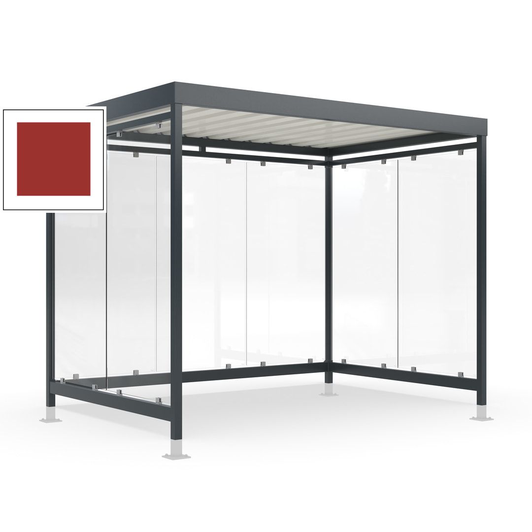Raucherunterstand mit Überpflasterung, fertig montiert, Fahrgastunterstand, Bushaltestelle, 2.440 x 3.180 x 2.165 mm (HxBxT), 7 Wände, Achatgrau