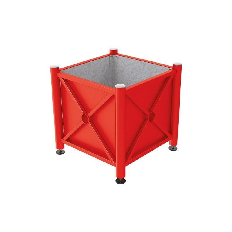 Pflanzbehälter, Stahlblech feuerverzinkt, verstellbare Füße, Innenfach feuerverzinkt, Kopf Agora, 750 x 800 x 800 mm (HxBxT), enzianblau
