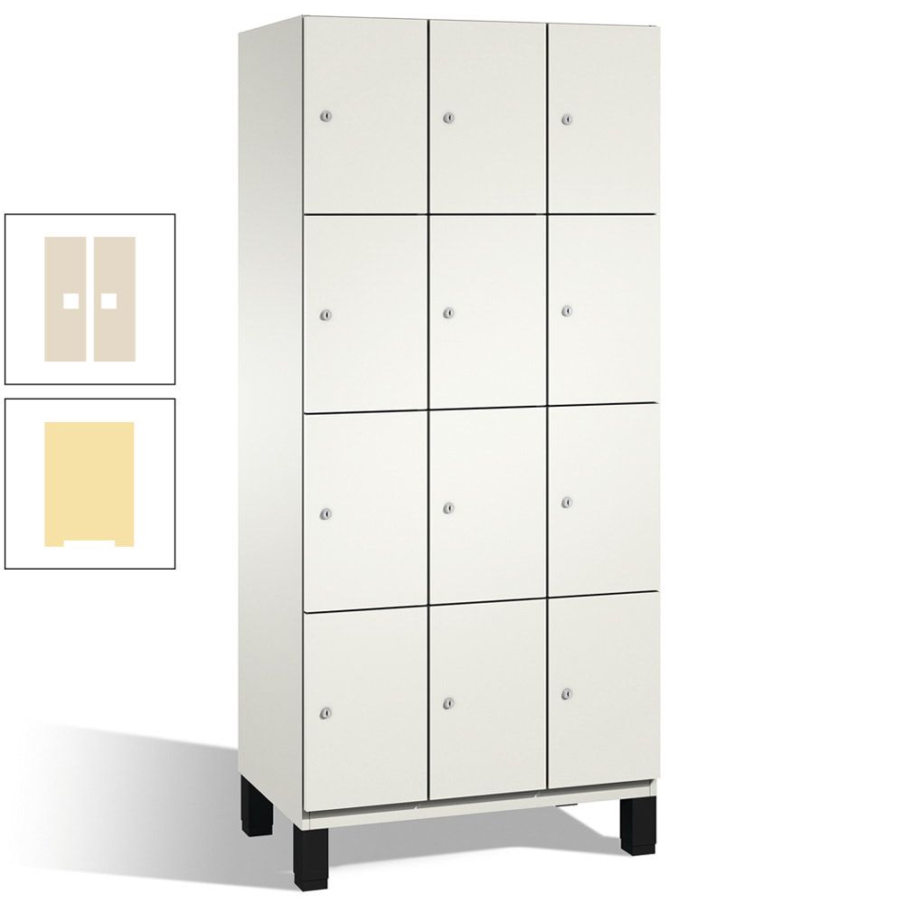 Fächerschrank, Stahlschrank, 12 Fächer, Türöffnungsbegrenzer, mit Füßen, Korpus lichtgrau, Tür anthrazitgrau, 1.980 x 900 x 525 mm (HxBxT)