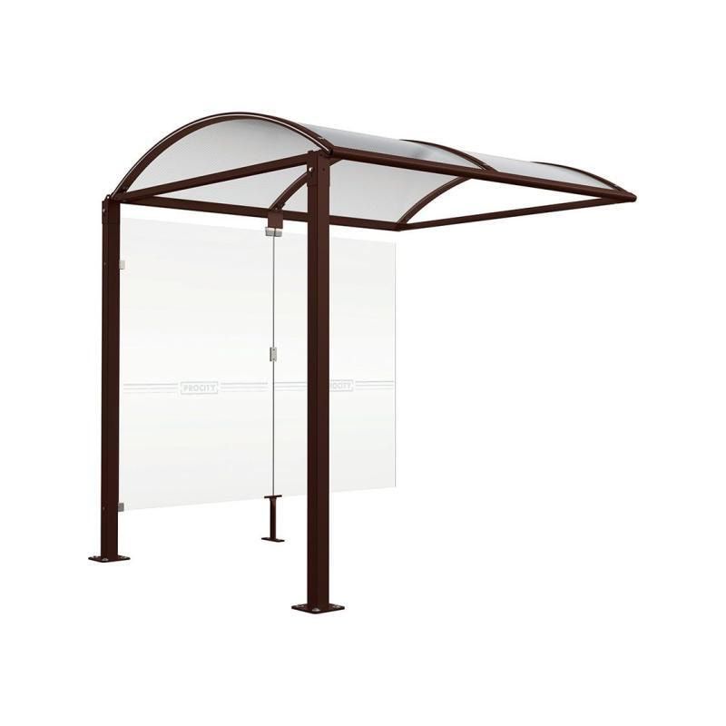 Fahrradunterstand, Fahrradüberdachung, All-in-One + Zusatz, Sicherheitsglas, 2.635 x 5.000 x 2.090 mm (HxBxT), auf Bodenplatten, Farbe enzianblau