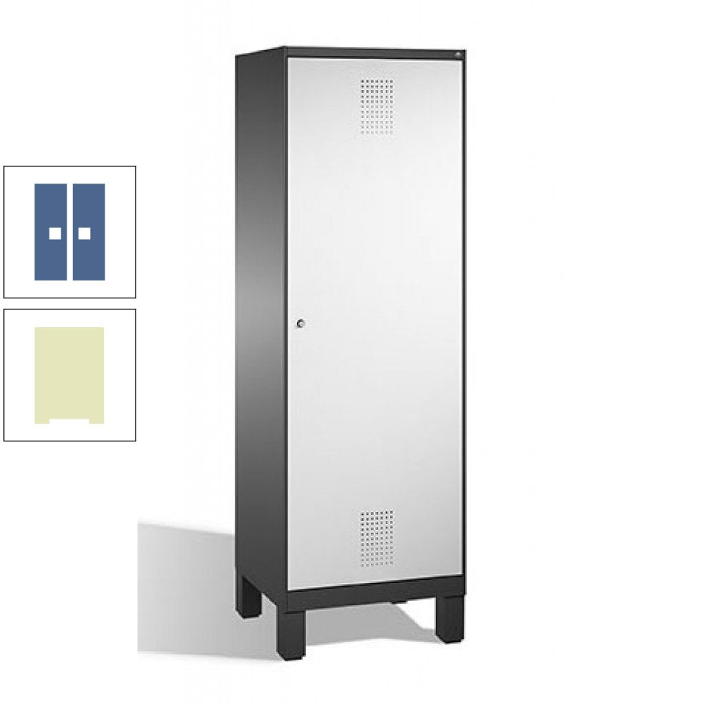 Doppel-Spind, Garderobenschrank, 1 Tür für 2 Abteile a 300 mm, Korpus anthrazitgrau, Türen anthrazitgrau, 1.850 x 600 x 500 mm (HxBxT)