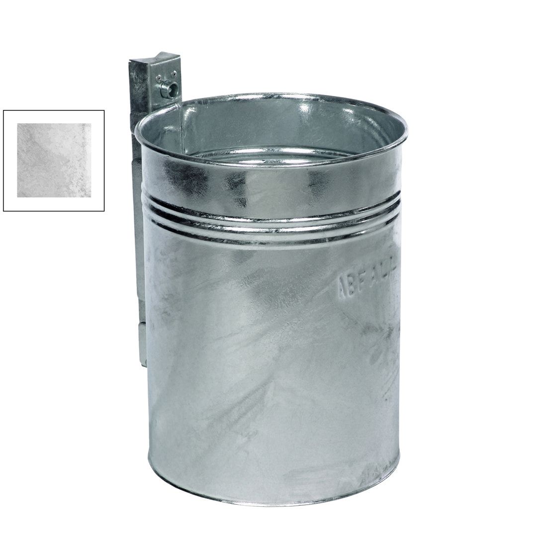 Abfallbehälter, Papierkorb, Mülleimer mit Prägung, 430 mm Höhe, 330 mm Durchmesser, 35 l Volumen, Wand- oder Pfostenmontage, anthrazitgrau