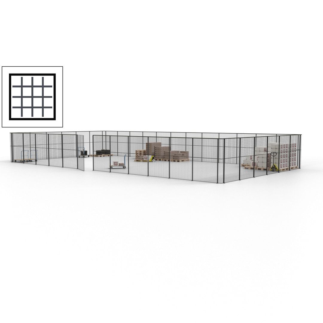 Maschinen Schutzgitter - Hallentrennwand - Sicherheitszaun - Tür - 54 m - 2.200 x 18.400 x 9.400 mm (HxBxT) - enzianblau