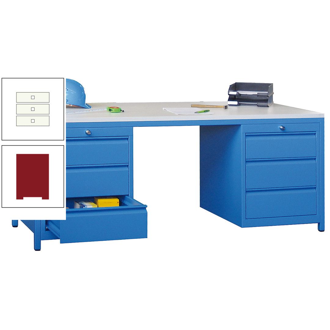 Meisterschreibtisch - 2 Schubladenblöcke - 6 Schubladen - 720 x 1.700 x 800 mm (HxBxT) - anthrazitgrau