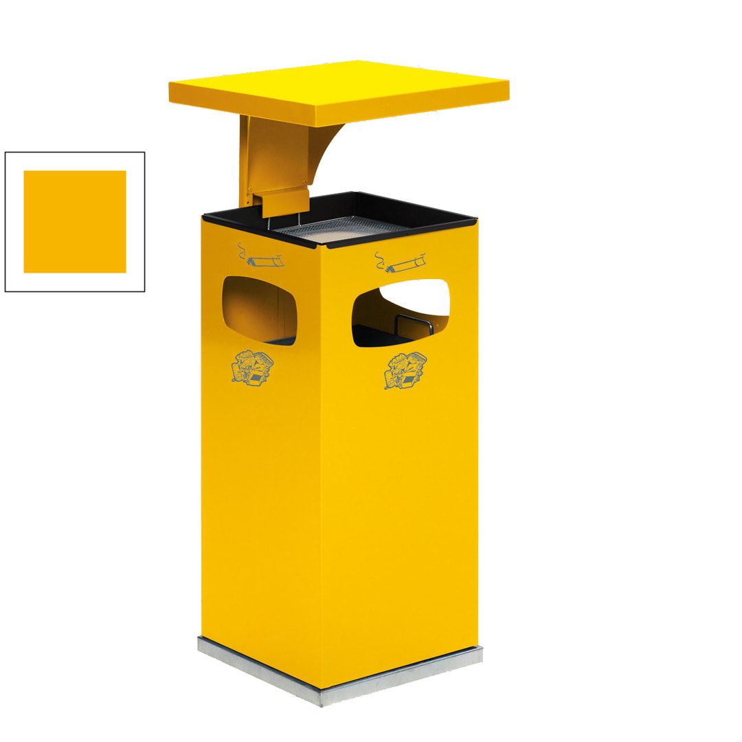 Abfallbehälter-Aschenbecher für Außen (HxBxT)910x395x395 mm - Farbe enzianblau