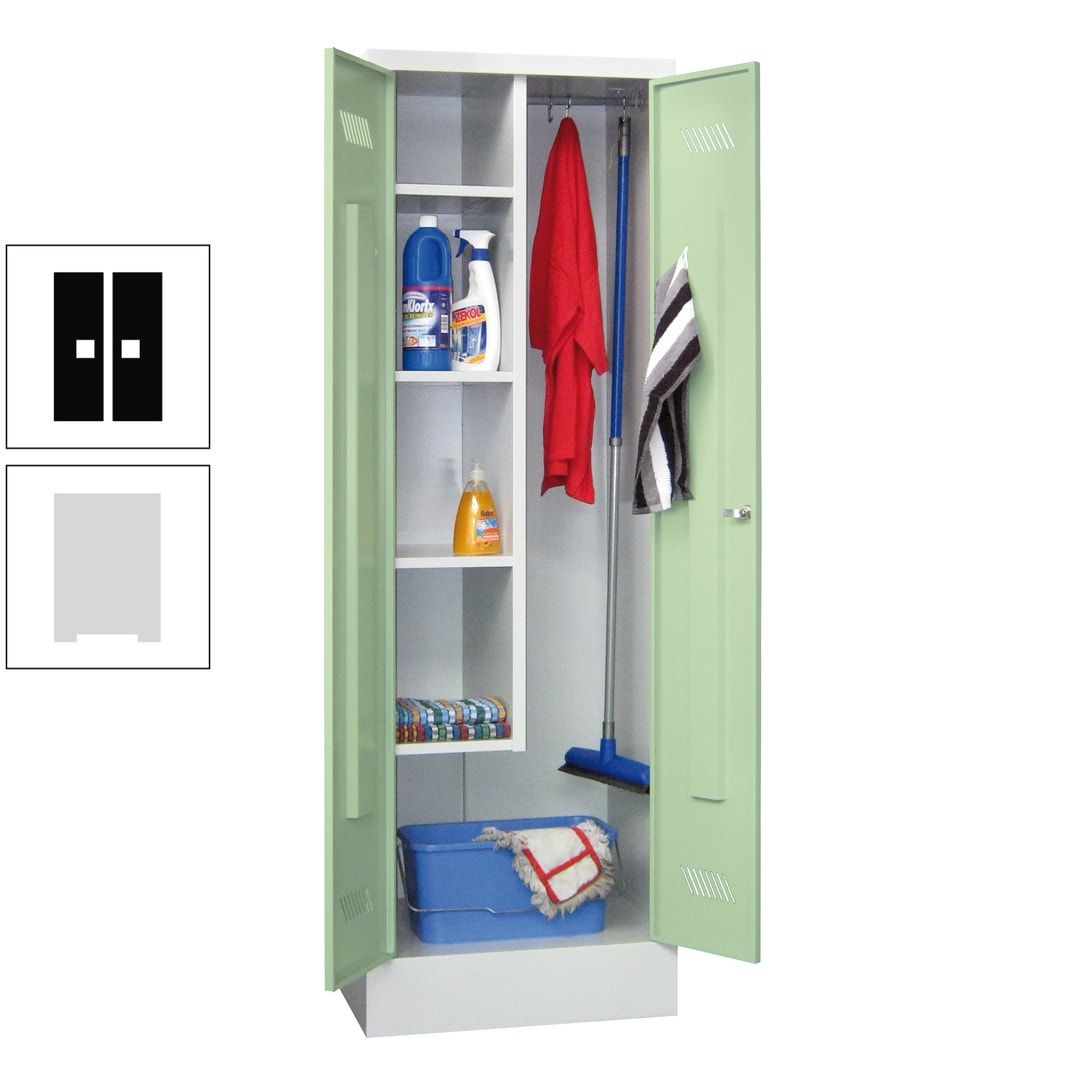 Putzschrank mit Sockel - 1 Abteil mit Trennwand - 1.850x600x500 mm (HxBxT) - Drehriegel - anthrazitgrau