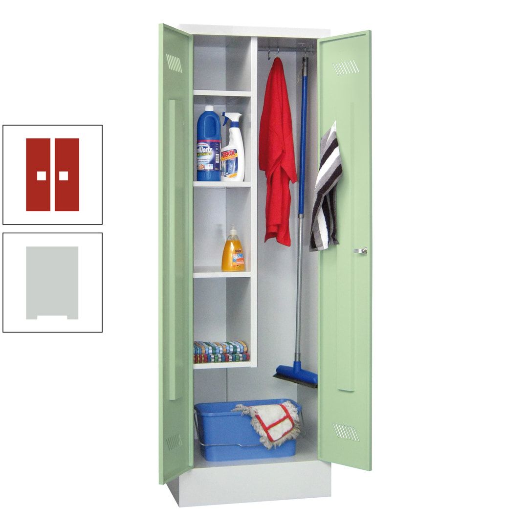 Putzschrank mit Sockel - 1 Abteil mit Trennwand - 1.850x600x500 mm (HxBxT) - Drehriegel - anthrazitgrau
