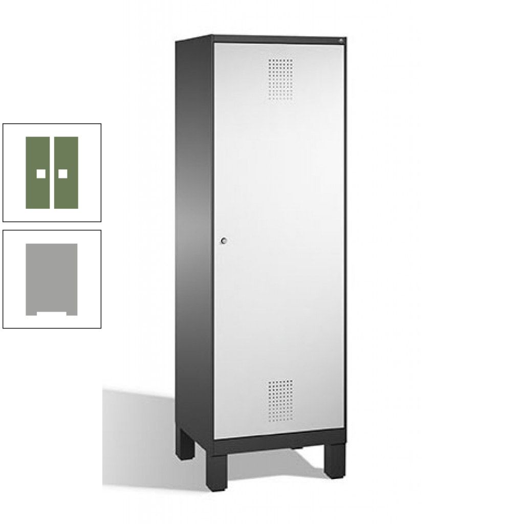 Doppel-Spind, Garderobenschrank, 1 Tür für 2 Abteile a 300 mm, Korpus anthrazitgrau, Türen anthrazitgrau, 1.850 x 600 x 500 mm (HxBxT)