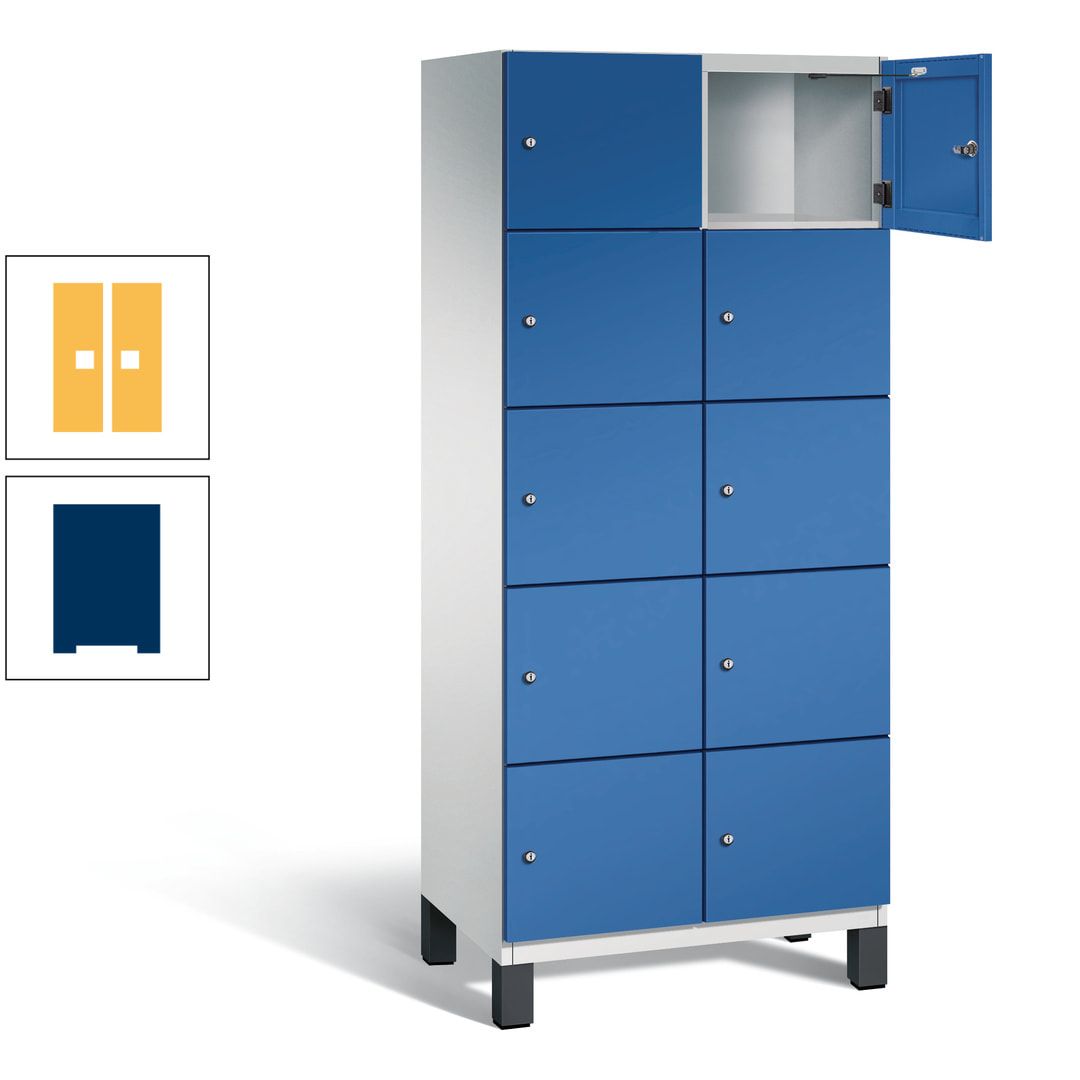 Fächerschrank, Stahlschrank, 10 Fächer, Türöffnungsbegrenzer, Füße, 1.980 x 800 x 525 mm (HxBxT), Korpus anthrazitgrau, Front anthrazitgrau