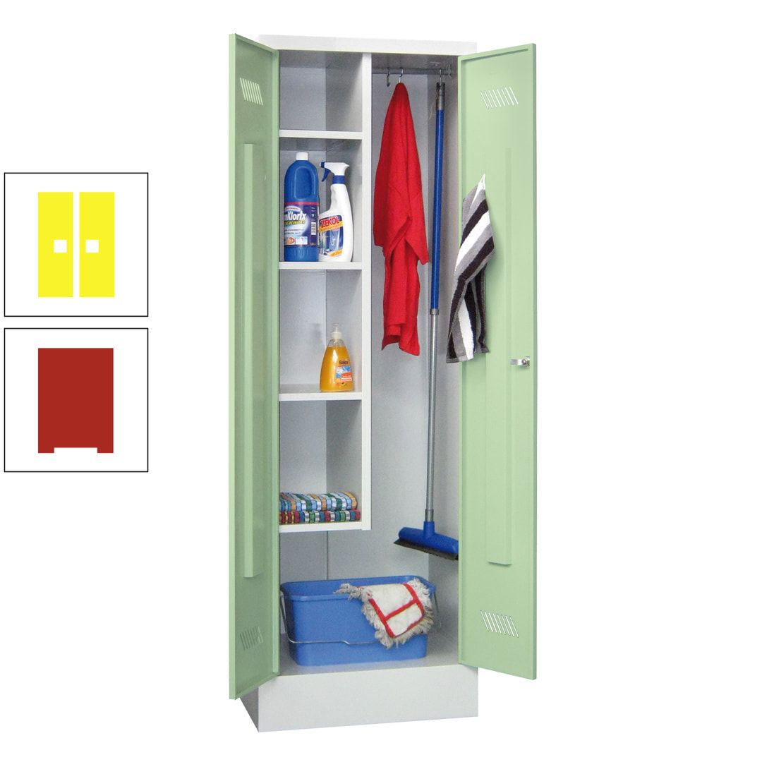 Putzschrank mit Sockel - 1 Abteil mit Trennwand - 1.850x600x500 mm (HxBxT) - Drehriegel - anthrazitgrau