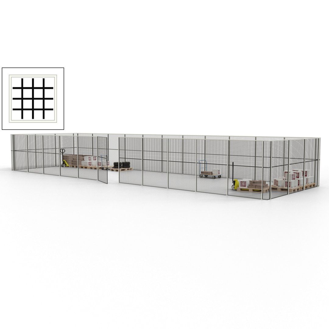 Maschinen Schutzgitter - Hallentrennwand - Sicherheitszaun - Tür - 42 m - 2.200 x 16.900 x 4.900 mm (HxBxT) - enzianblau