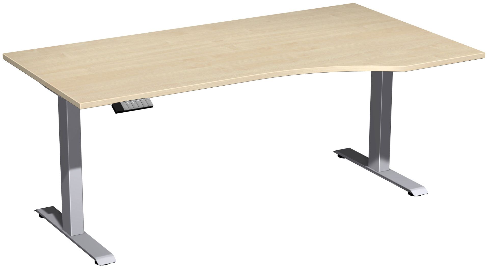 Eckschreibtisch, Ecke rechts, Elevate Basic, elektronisch höhenverstellbar, 730 - 1.230 x 1.800 x 1.000 mm (HxBxT), Gestell anthrazit, Dekor Ahorn