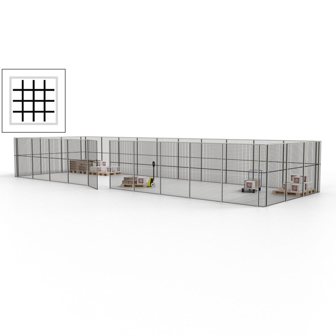 Maschinen Schutzgitter - Hallentrennwand - Sicherheitszaun - Tür - 39 m - 2.200 x 15.400 x 4.900 mm (HxBxT) - enzianblau