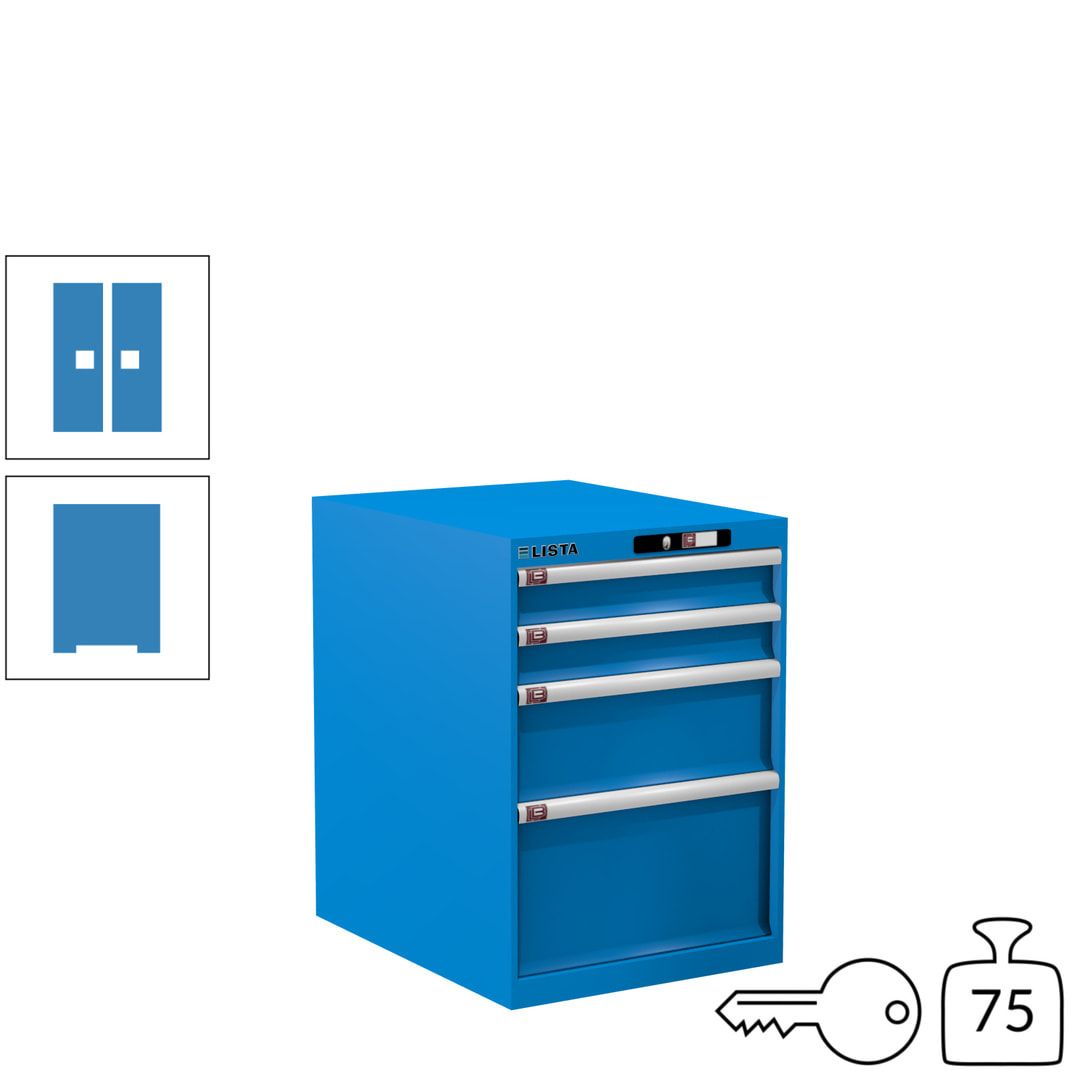 Lista Schubladenschrank - 14.371.010 - 800x564x725 mm (HxBxT) - 4 Schubladen - 75 kg - Key Lock - lichtblau (RAL 5012)