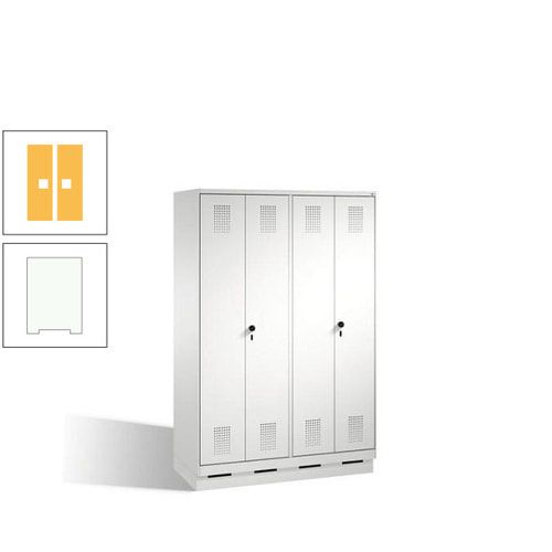Doppel-Spind, Doppeltüren, Garderobenschrank mit Sockel, 4 Abteile a 300 mm, Korpus anthrazitgrau, Tür anthrazitgrau, 1.800 x 1.200 x 500 mm (HxBxT)