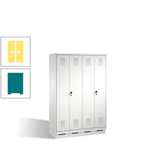 Doppel-Spind, Doppeltüren, Garderobenschrank mit Sockel, 4 Abteile a 300 mm, Korpus anthrazitgrau, Tür anthrazitgrau, 1.800 x 1.200 x 500 mm (HxBxT)