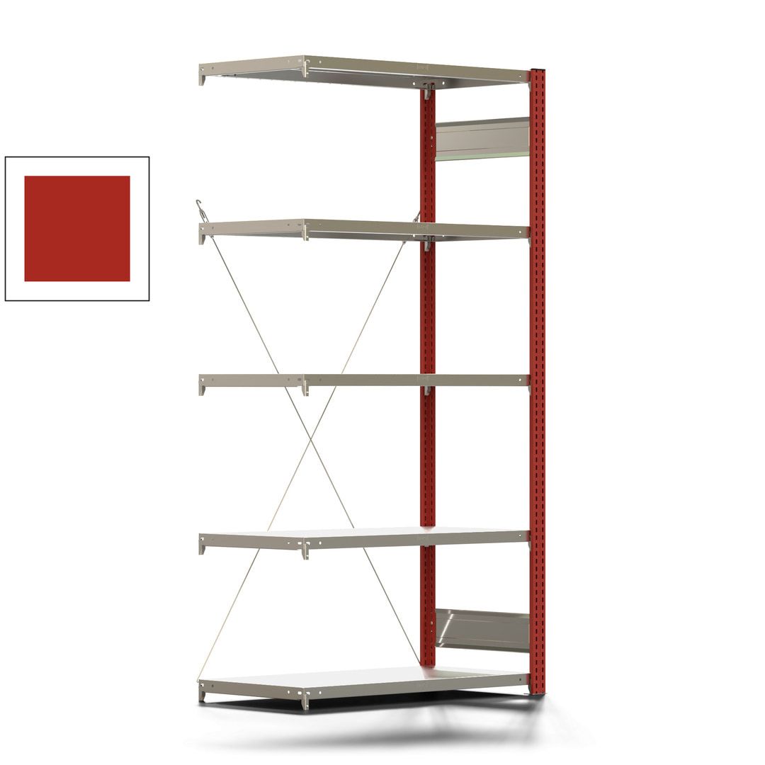 Fachbodenregal mit Tiefenriegel - 250 kg - 2.000 x 1.005 x 500 mm (HxBxT) - Anbauregal - Rahmen enzianblau - Böden verzinkt - Steckregal