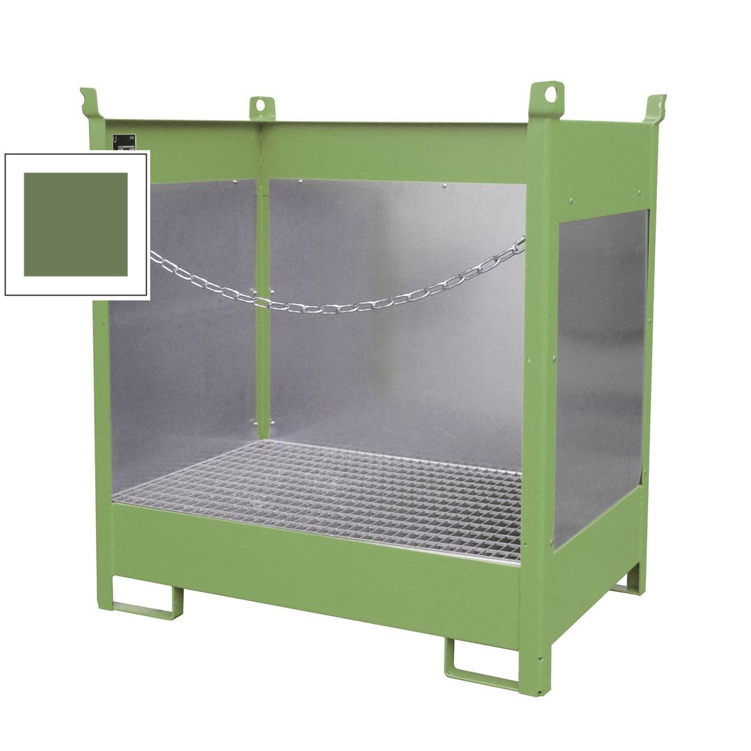 Fass-Stapelpalette - für 2 x 200-l-Fässer - Volumen 210 l - 1.495 x 1.410 x 920 mm (HxBxT) - Spritzschutzwände - feuerrot