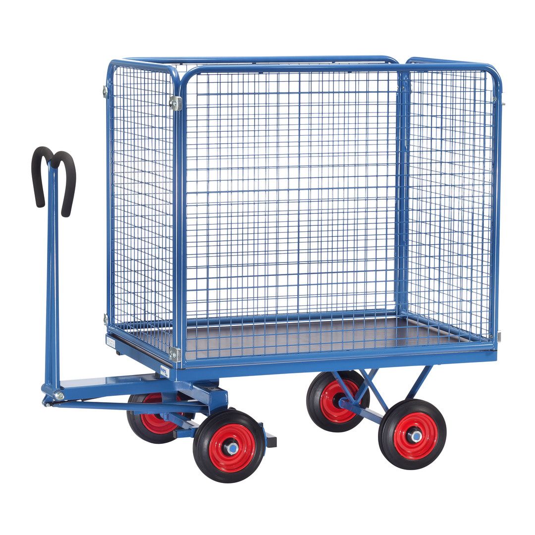 Fetra - Handpritschenwagen - Traglast 700 kg - (BxT) 800 x 1.200 mm - Drahtgitterwände 1.000 mm - Luft