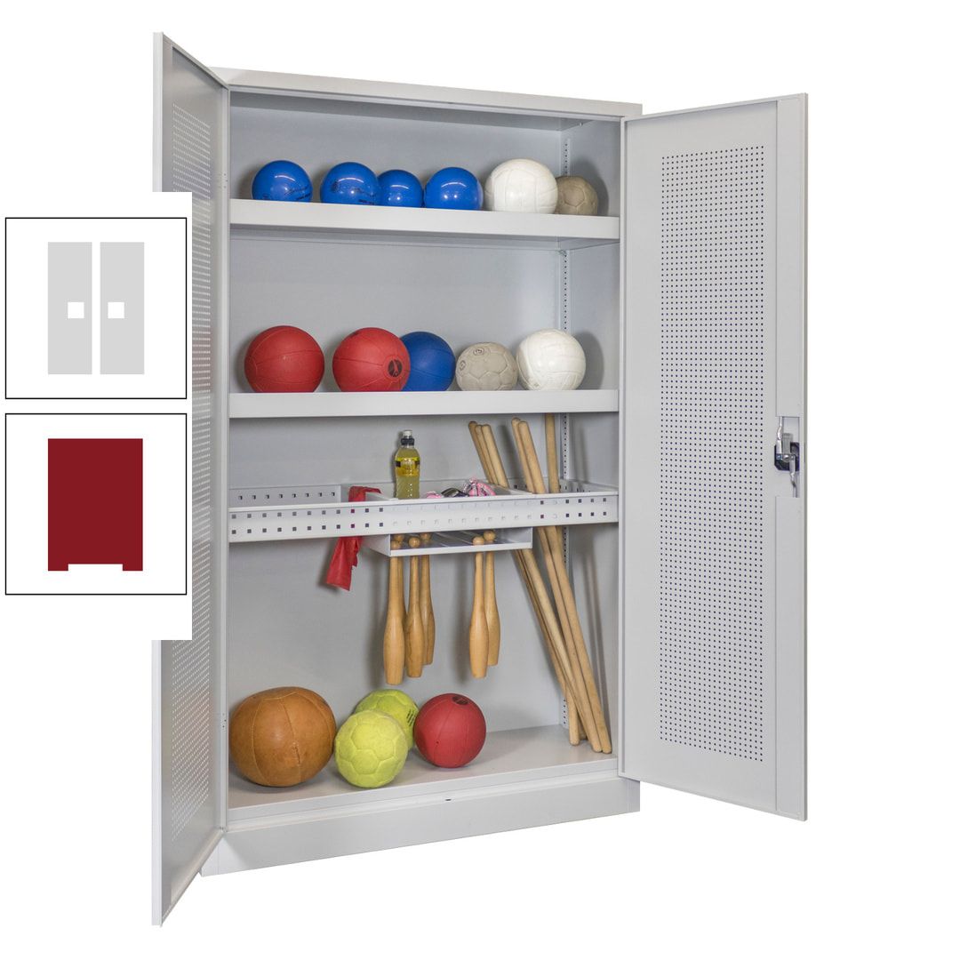 Sportschrank - Lochfeldtüren - Variante 2 - 1.950x1.200x500 mm (HxBxT) - anthrazitgrau