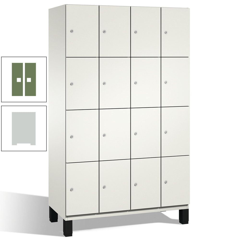 Fächerschrank, Stahlschrank, 16 Fächer, Türöffnungsbegrenzer, mit Füßen, Korpus lichtgrau, Tür anthrazitgrau, 1.980 x 1.200 x 525 mm (HxBxT)