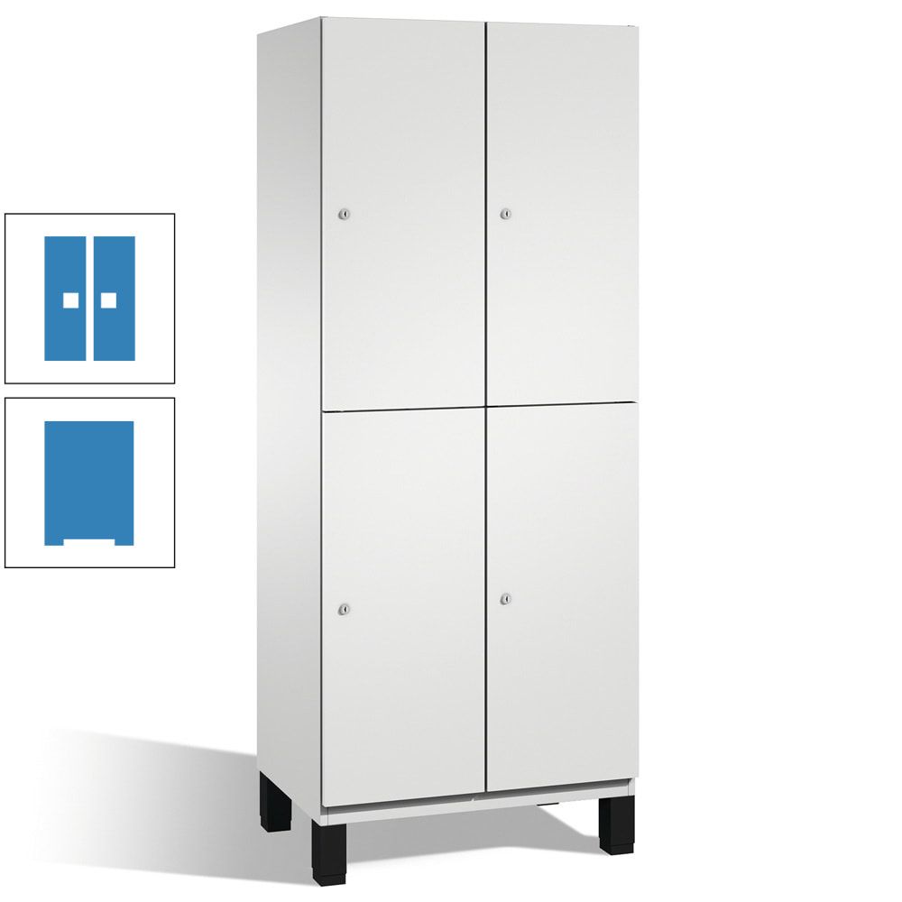 Fächerschrank, Stahlschrank, doppelstöckig, 4 Fächer, Füße, Korpus anthrazitgrau, Tür anthrazitgrau, 1.980 x 600 x 525 mm (HxBxT)