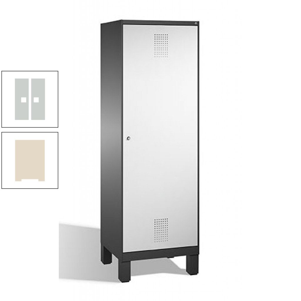 Doppel-Spind, Garderobenschrank, 1 Tür für 2 Abteile a 300 mm, Korpus anthrazitgrau, Türen anthrazitgrau, 1.850 x 600 x 500 mm (HxBxT)
