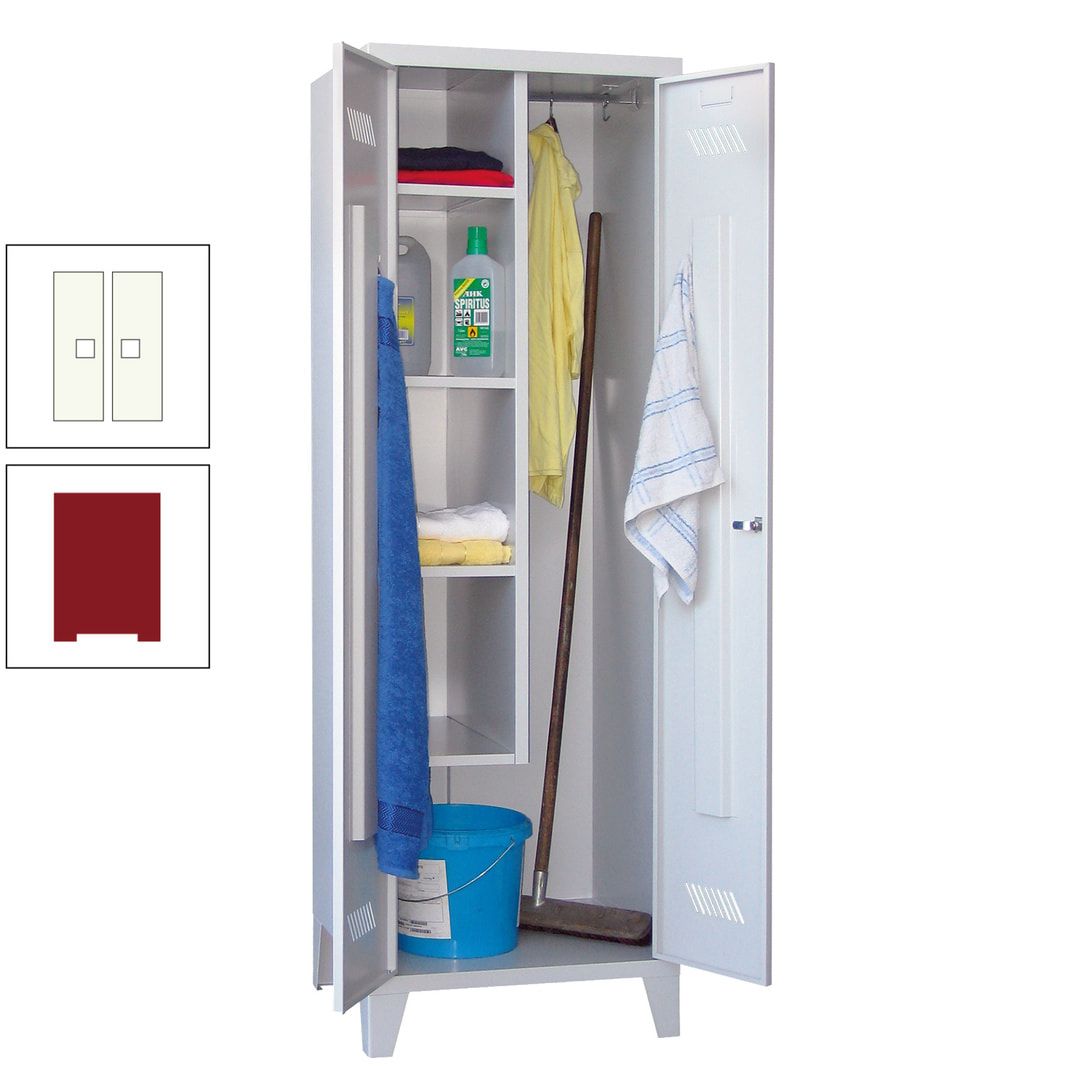 Putzschrank mit Füßen - 1 Abteil mit Trennwand - 1.850x600x500 mm (HxBxT) - Drehriegel - anthrazitgrau