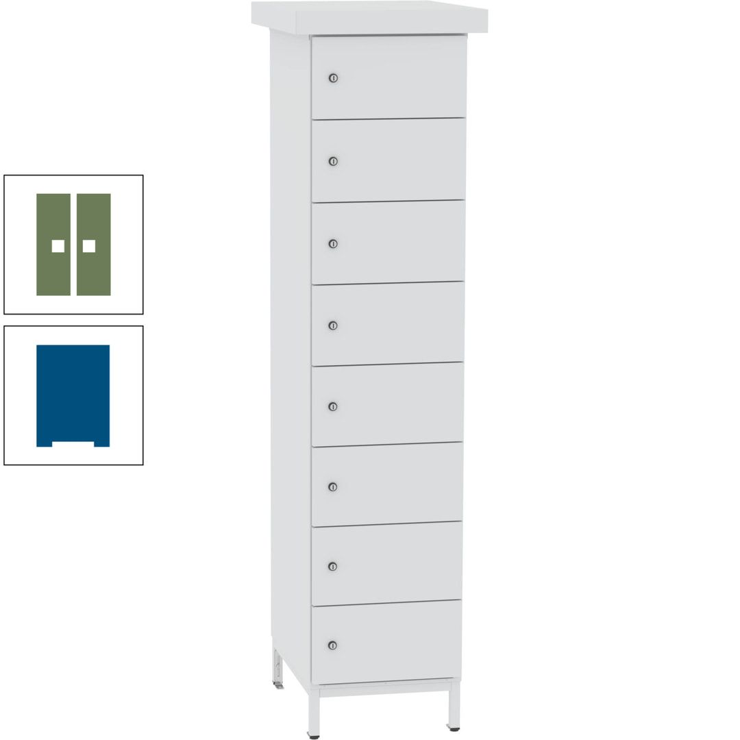 Akkuschrank, Batterieladeschrank, 8 Fächer, Schutzart IP54, Schuko, 1.855 x 400x 570 mm (HxBxT), Korpusfarbe anthrazitgrau, Frontfarbe anthrazitgrau
