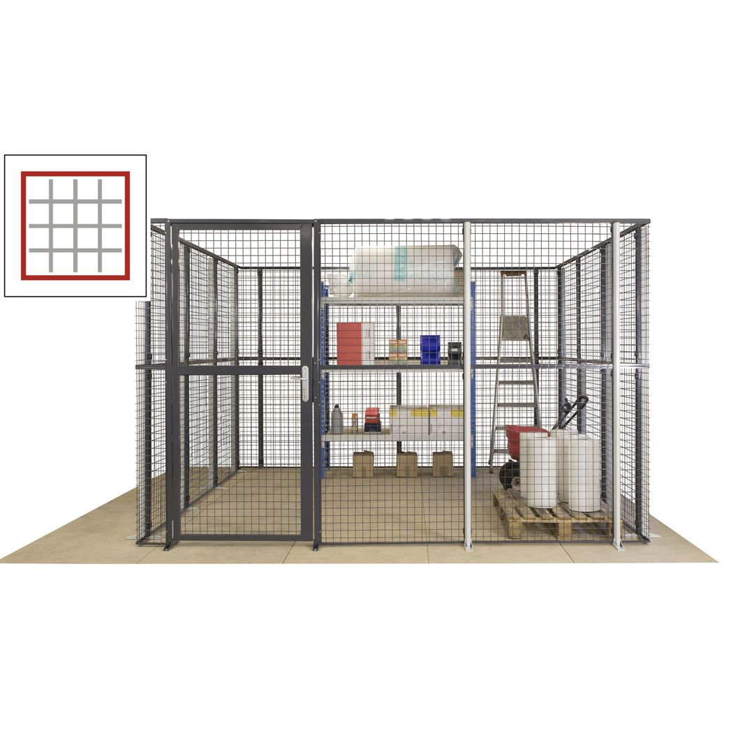 Maschinen Schutzgitter - Hallentrennwand - Sicherheitszaun - Tür - 108 m - 2.200 x 33.400 x 21.400 mm (HxBxT) - enzianblau