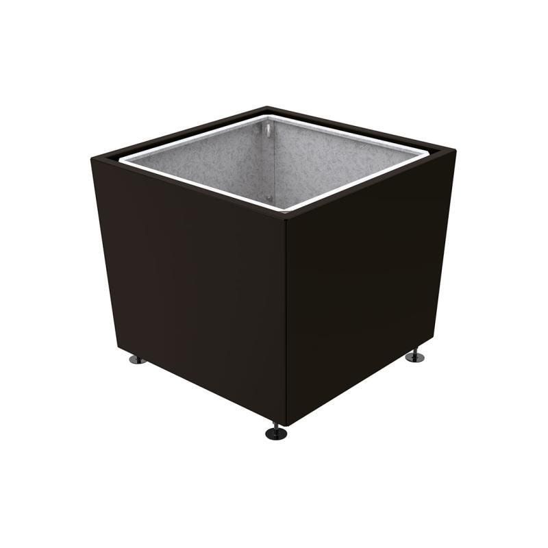 Pflanzkübel, 2 mm Stahlblech fvz, innen Blech feuerverzinkt mit Verladungsgriffen, verstellbare Füße, 760 x 785 x 785 mm (HxBxT), enzianblau