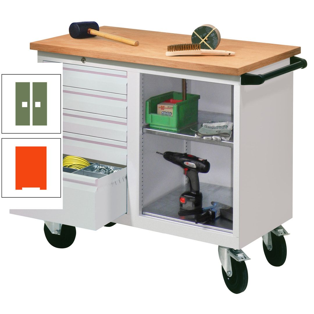 Mobile Werkbank - Werkstattwagen - 915 x 1.090 x 600 mm - 5 Schubladen und Ablagefach - anthrazitgrau