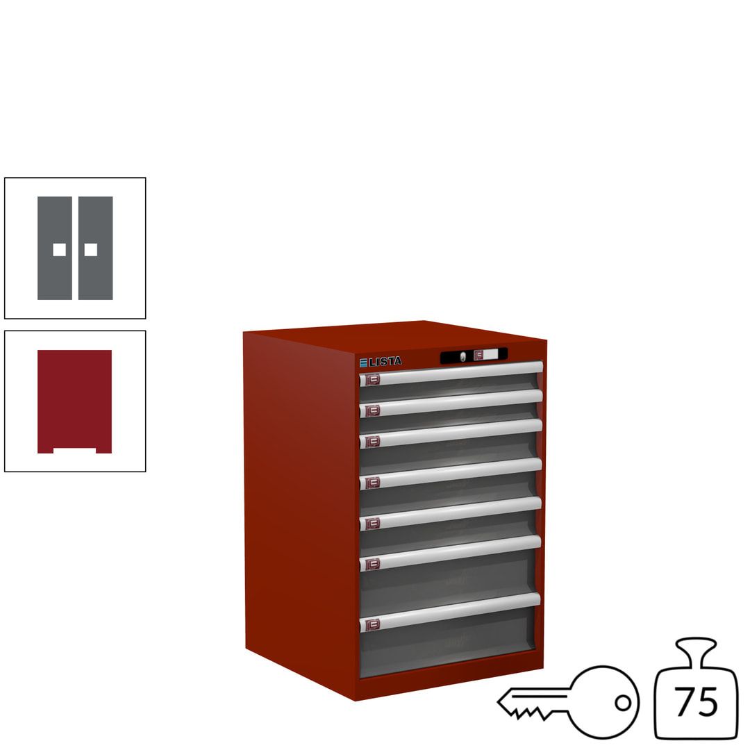Lista Schubladenschrank - 14.252.010 - 850x564x572 mm (HxBxT) - 7 Schubladen - 75 kg - Key Lock - lichtblau (RAL 5012)